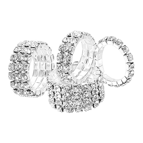 minkissy 4stücke Teiliges Set Funkelnde Rhinestone Ringe Für Damen Mehrreihige Schmuckstücke Für Hochzeiten Partys Und Besondere Anlässe Eleganter Anpassbarer Stacking-ring Für Stil von minkissy