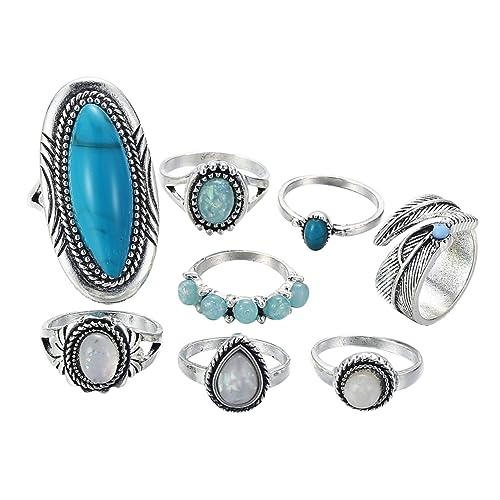 minkissy Vintage Finger Ringe Aus Legierung Imitation Türkis Knuckle Ringe Für Frauen Für Verschiedene Anlässe von minkissy