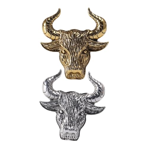 minkissy 1 Satz Vintage Ox Broschen Legierung Kreative Tragbare Brustnadeln Für Besondere Anlässe Für Hochzeiten Geburtstage Und Gold Und Silber 2 Stück von minkissy