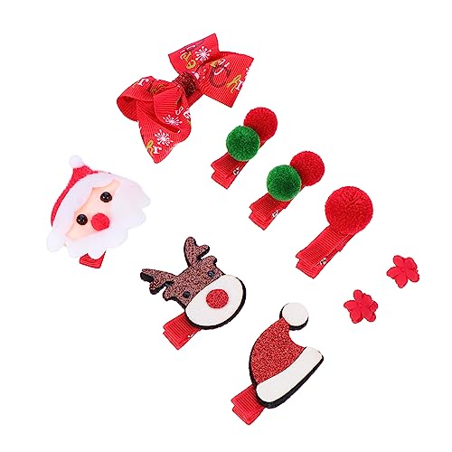 minkissy Kinderanzug 1 Set/9-Teiliges Weihnachts-Haarschmuck-Set Schleifen Für Haare Socken Für Mädchen Kleinkind-Anzug Weihnachten Weihnachtsbaum-Haare Weihnachtsmann-Haarspangen von minkissy