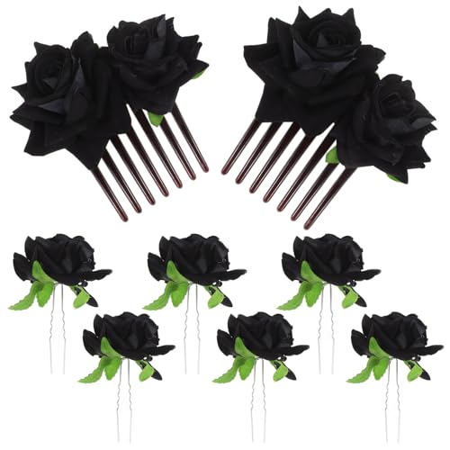 minkissy Haarspange Mit Kunstrose Blumenmuster Für Hochzeiten Brautschmuck Haarnadel Kamm Elegante Kopfbedeckungen Haarschmuck Für Besondere Anlässe von minkissy