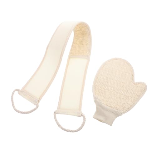 minkissy Bade-rückenschrubber-gurt Und Schrubber Und Peelinghandschuh-set Rückenstreifen Mit Badehandschuhe Für Damen Und Herren Körperpeeling-handschuh Aus Baumwolle Und Leinen von minkissy
