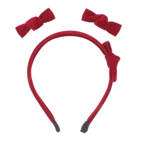 minkissy 1 Set Samt Haarband Mit Schleife Rotes Haarband Mit Schleife Und Haarspangen Cheerleading Haarreif Süßes Cosplay Kopfstück Für Frauen Und Mädchen Haar Accessoires von minkissy