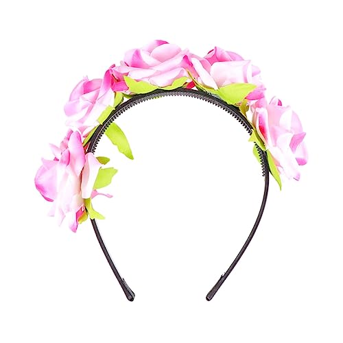 minkissy 1stk Hochzeit Blumengirlande Braut Blumenstirnband Halloween-stirnband Haarschmuck Hochzeits-tiara Haarband Mit Rosenblüten Haarbänder Schal Die Blumen Schwangere Frau von minkissy