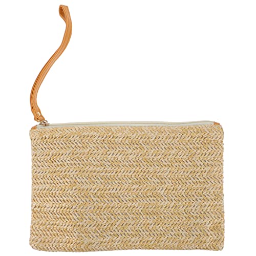 minkissy Stroh Clutch Für Frauen Mit Reißverschluss Handtasche Aus Stroh Leicht Und Langlebig Für Sommerstrand Einkaufen Und Reisen von minkissy
