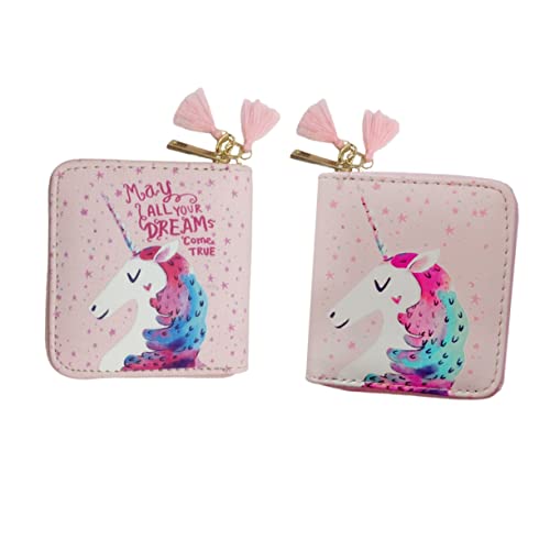 minkissy 1 Stück Einhorn Geldbörse Cartoon-geldbörse Für Studenten Reißverschluss Brieftasche Pu-geldbörse Mit Reißverschluss Kurze Geldbörse Brieftasche Damen Rosa von minkissy