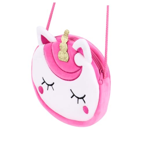minkissy Kreative Einhorn Umhängetasche für Kinder Reißverschlussdesign Cartoon Tasche Weiches Material Praktische Tragetasche für Alltag von minkissy