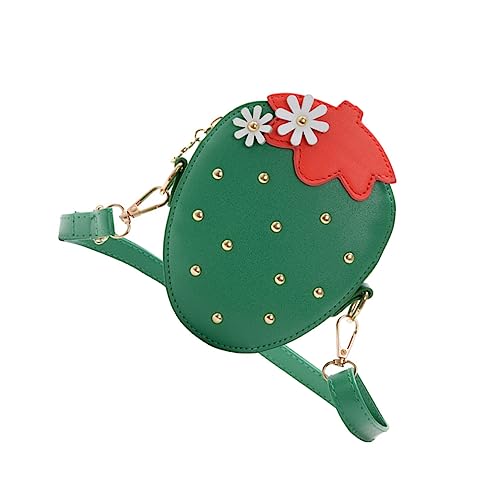 minkissy Erdbeer Münztasche Aus Pu Für Junge Mädchen Modische Geldbörse Einfaches Portemonnaie Mit Verstellbarem Schultergurt Für Karten Und Schlüssel von minkissy