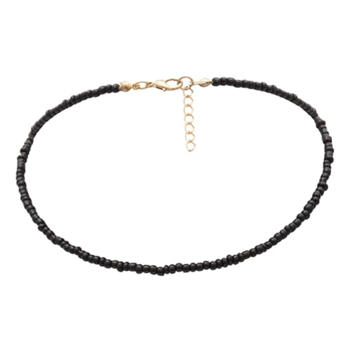 minkissy Schwarze Reisperlen-halskette Für Damen Schlüsselbeinkette Aus Hochwertigem Material Kreative Halskettenschmuck Für Modeschmuck Einfache Farbkette Für Besondere Anlässe von minkissy