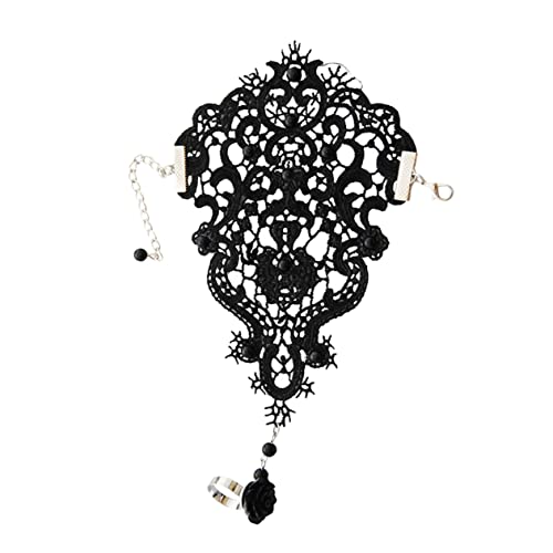 1 Stück Fingerarmband für Bräute Schwarzes Spitzenarmband mit Integriertem Ring Elegantes Hochzeitsaccessoire für Frauen Modisches Einzigartiges Design Besonderen Tag von minkissy