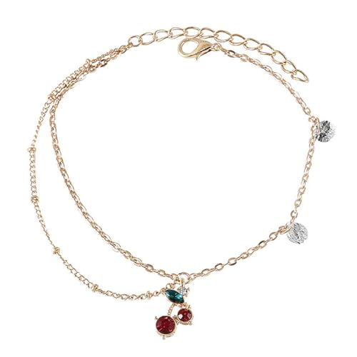minkissy 1 Stück Fußkettchen Damen Verstellbarem Material Kreatives Fußschmuck Design mit Charmanten Kirschmotiv für Partys Besondere Anlässe Elegantes Armband für Frauen von minkissy