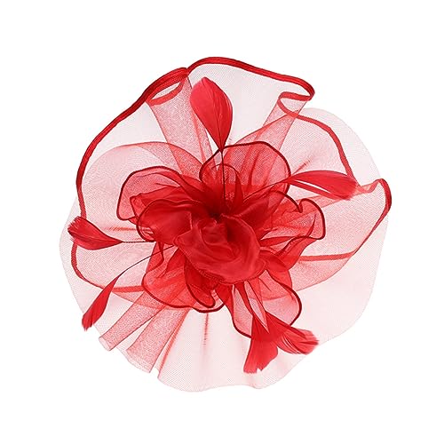 minkissy 1 Stück Hut Aus Federnetz Party Braut Hüte Für Frauen Hochzeit Burgund Haarnadelnetz Kopfbedeckung Aus Mesh Für Damen Frau Kopfbedeckung Gittergewebe Rot von minkissy
