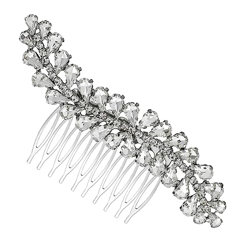 minkissy 1 Stk Kamm Frauen Eleganter Haarschmuck Haarspangen Mit Strass-blättern Kopfbedeckung Aus Kristall Für Die Braut Hochzeit Kristall Haarspange Fräulein Kleid Haarteil Legierung von minkissy