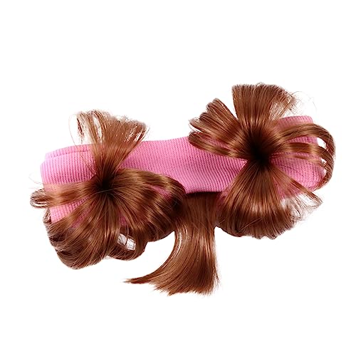minkissy 1 Stück Kinderperücke Stirnband Kinderpuppe Falsches Zubehör Dutt Mädchenschwanz Haarperücken Flechten Menschliche Mütze Beanie Perlen Netz Geflochtene Krawatten von minkissy