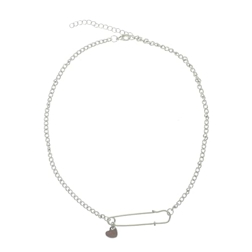 minkissy Silber Halskette Mit Büroklemmeanhänger Kreative Strass-körperkette Für Frauen Party-körperschmuck Langlebiges Und Sicheres Material von minkissy