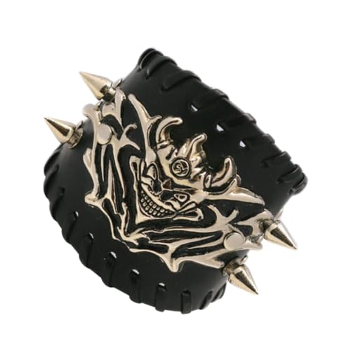 minkissy Lederarmband Für Männer Mit Punk-design Legierungs-geisterarmband Nietenarmband Flexibel Und Langlebig Für Täglichen Gebrauch von minkissy
