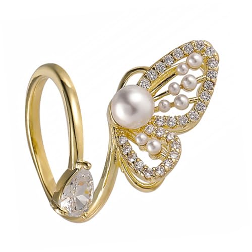 minkissy 1 Stück Luxuriöser Damenring mit Perlen Verstellbar und als für Freundinnen und Familie Stilvolles Design für von minkissy