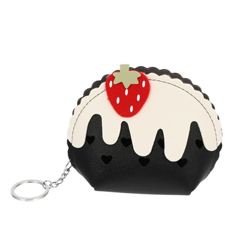 minkissy 1stück Niedlicher Erdbeer-münzbeutel Pu Mit Reißverschluss Schlüsselanhänger Und Kartenaufbewahrung Für Täglichen Gebrauch Und Unterwegs von minkissy