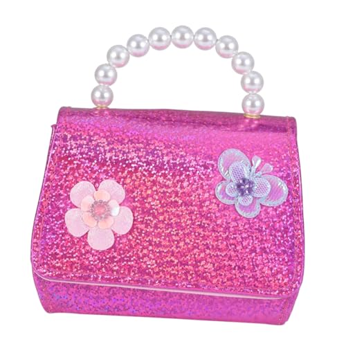 minkissy Perlenhandtasche Für Junge Mädchen Kettentasche Mit Blumenmuster Leichtgewichtige Mini-umhängetasche Abnehmbarer Schultergurt Perlingriff Geeignet Für Schmuck Und Snacks von minkissy