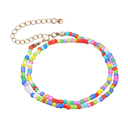 minkissy Damen Halskette Mit Bunten Reisperlen Einfache Schicht-perlenkette Modischer Schmuck Für Frauen Und Mädchen Geeignet Für Strandpartys Und Besondere Anlässe von minkissy