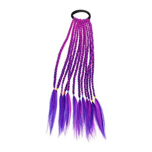 minkissy 1stk Perücke Regenbogen-haarzöpfe Farbige Haar Extensions Geflochtene Haar Clips Geflochtene Haarschmuck Braid Elastische Band Hochtemperaturdraht Kind Knick Stirnband Violett von minkissy