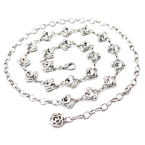minkissy Metall Taillenkette für Frauen Strass Kleidergürtel Verstellbar Elegantes Design für Besondere Anlässe Party und Alltag von minkissy