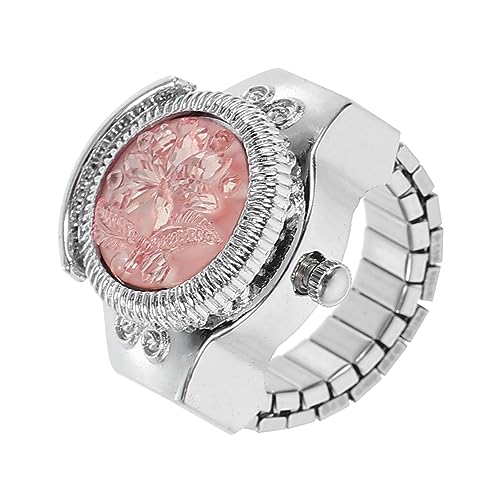 minkissy Finger Ring Uhr für Damen Modischer Schmuckuhr Ring mit Rosendekor Tragbare Kleiner Uhr für Fingerschmuck Einzigartiges Design und Langlebig für Frauen von minkissy