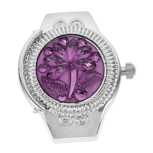 minkissy 1 Stück Ringuhr pfeffinger schmuck modeschmuck schöning Silber achten Sie auf für Paare Armbanduhr Herren modischer Uhrenring ringförmige Uhr Zinklegierung Violett von minkissy