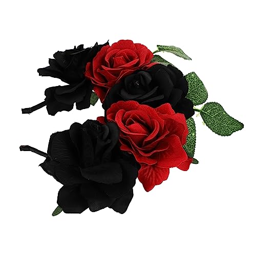 minkissy 1stk Rosa Stirnband Halloween-cosplay-stirnband Schwarze Stirnbänder Halloween- Rose Stirnband Gotischer Blumenkopfschmuck Fee Die Blumen Stoff Skelett Strandresort von minkissy