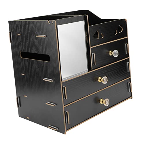 minkissy 1 Stück Schublade Organizer Display Bin Küche Lagerung Besteck Kosmetik Contianer Haushalt Desktop Container Desktop Kosmetik Organizer Schwarz Holz von minkissy