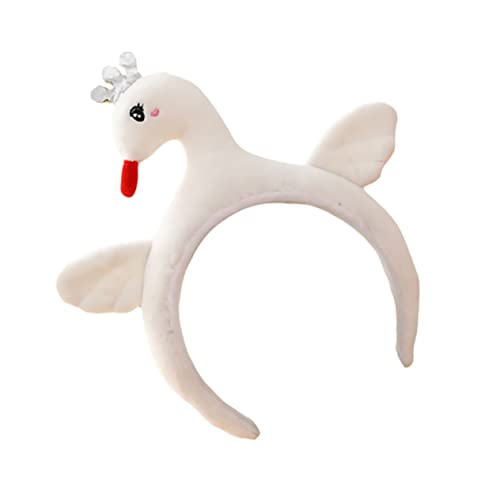 minkissy 1stk Schwanen Stirnband Stirnbänder Für Zootiere Cartoon-haarbänder Für Kinder Ausgefallener Tierkopfschmuck Make-up-stirnband Cartoon-stirnband 3d Gesicht Weiß Plüsch Geschenk von minkissy