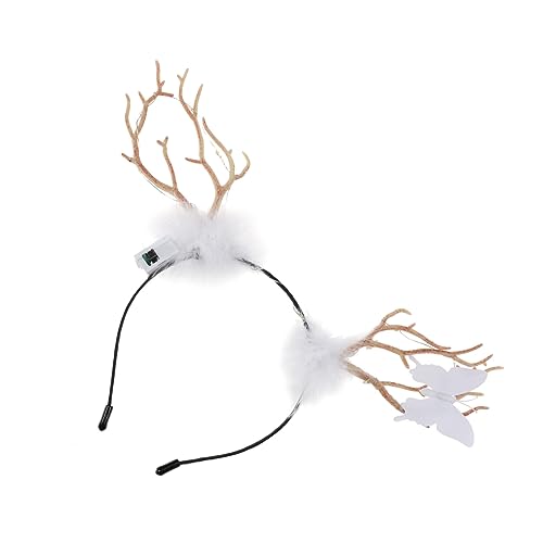 minkissy 1stk Stirnband Weihnachtsstirnbänder Weihnachtshaarband Weihnachtskopfschmuck Zubehör Hirschgeweih Kostüm Zweig Horn Haarreifen Kopfbedeckung Plastik Partybedarf Weiß Cosplay von minkissy