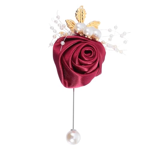 minkissy 1 Stück Stoffblumenbrosche für Damen Hochzeitskleid Brustpin mit Perlen Stilvolles Dekorationsaccessoire für Festlichkeiten Besondere Anlässe von minkissy
