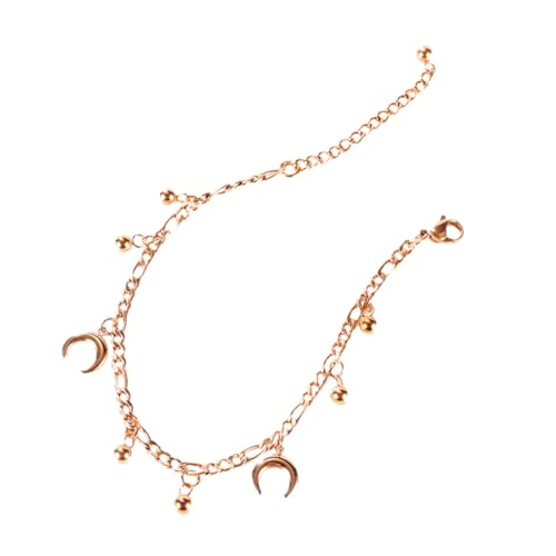 minkissy 1 Stück Stylische Fußkette Titanstahl mit Roségoldener Beschichtung Damen Fußkette mit Mondperlen Design für Strand Party Tägliches minkissy 1 Stück Stylische Fußkette Titanstahl mit Roségoldener Beschichtung Damen Fußkette mit Mondperlen Design für Strand Party Tägliches von minkissy