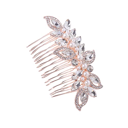 1Stk Haarschmuck für die Brautjungfer Haarkamm Stift Frauen Brauteinsatzkamm Hochzeitsschmuck Tiara Haarkamm mit Strass Hochzeit Haarkamm Perle Kopfbedeckung Diamant Damen von minkissy