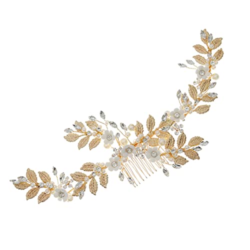 minkissy 1 x weicher Keramikblumenkamm für Hochzeit, Seiten-Haarspangen, Blatt-Hochzeitshaarschmuck für Damen, Kristall-Blumen-Haarkamm, Schmuck, die Blumen, Legierung, Miss von minkissy