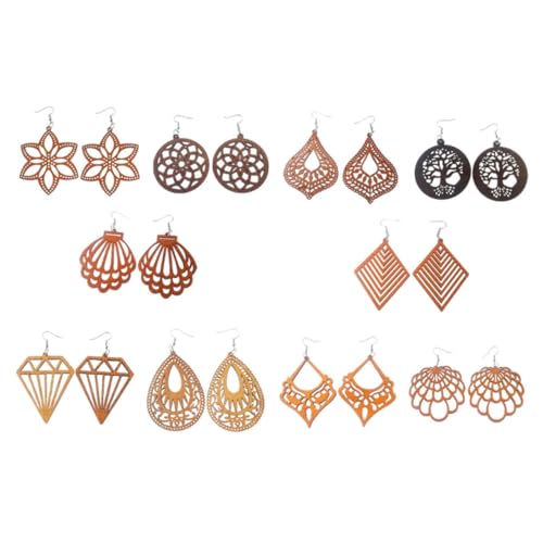 minkissy 10paare Baumelnde Ohrringe Für Damen Tropfenohrringe Mit Rautenmuster Holzohrringe Für Frauen Und Teenager-mädchen Hübsche Ohrschmuck Für Tägliche Und Formelle Anlässe von minkissy