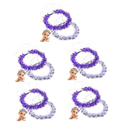 10 Stk Kranz Stirnband Blumenkopfschmuck Floraler Haarkranz Blumenkronen Für Die Party Hochzeitshaarschmuck Für Bräute Lavendel Stirnband Stoff Braut Heiligenschein Mädchen von minkissy