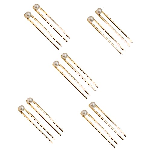 minkissy 10 Pcs U Shaped Hairpin Hair Lametta Tool Girl Accessories Styling Hair Clips Bun Hair Fork Pin U Shaped Hair Sticks Alloy, Pearl Golden Hair Pin Women Hair Pin Metal Hair Pin Metal von minkissy