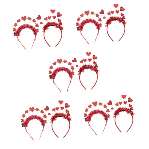 minkissy 10 Stk liebe Stirnband Haarband Haarkopfschmuck rot rot Lametta-Stirnband damen sonnenbrille Tiara Amor Stirnband farbiges Herz-Stirnband Mädchen Dekorationen Pailletten Requisiten von minkissy