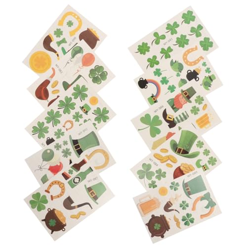 minkissy 10 Stück Kleeblatt-aufkleber Für Jungen Und Mädchen Temporäre Gesichter Für Den Patricks Day Irische Festival-dekorationen Sicher Und Sanft Für Jungen Und Mädchen von minkissy
