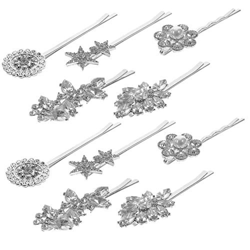 10 Stück Diamantbesetzte Schlitz Jacke Braut Haar Glänzend Bobby Haar Seitliche Klemme Blatt Haarspange Haarspange Haarspangen für Frauen Braut Haarnadel Bobby Pin für Mädchen von minkissy