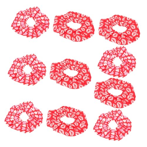 minkissy 10 Stück Haargummis Zum Valentinstag Dehnbare Haargummis Große Haare Haar-darm-ring Krawatten Für Frauen Valentinsparty Gefälligkeiten Haarzubehör Haar-herz-ring Haarring Polyester von minkissy