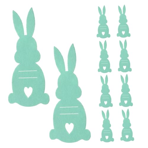 minkissy 10 Stück Hasenwechselhalter osterhasen Taschen Kaninchenbestecktaschen Ostergeschirrbeutel Hasen-Utensilienhülle aus Filz Hasenbesteckhalter Ostergeschirr Ärmel Tuch Light Green von minkissy