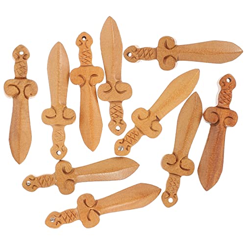 minkissy 10st Mahagoni-schnitzerei Messer-anhänger Reize Fotoverzierung -schlüsselanhänger Messer Lesezeichen Messer Anhänger Figuren Gothic-Charme Esstisch Kind Holzschnitzen von minkissy