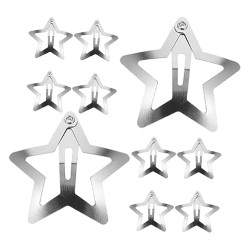 minkissy 10 Stück Metall Haarklammern Sternform Glänzend Silber Sicherer für Party Haarschmuck Mädchen Geburtstag Hochzeit Accessoire von minkissy