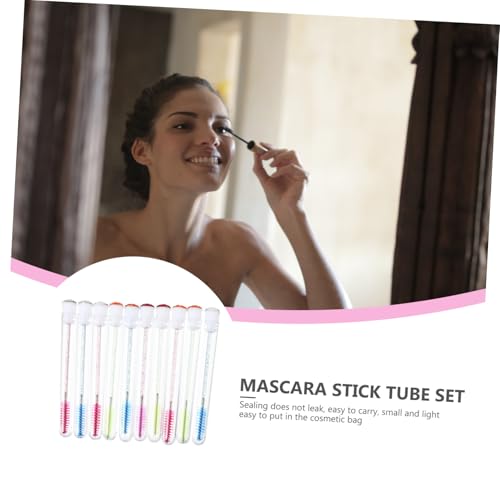 minkissy 10 Stück Teiliges Leeres Mascara fläschchen mit Wimpernbürsten Bunte Wimpernverlängerungs pinsel Wiederverwendbar Luftdicht Verschließbar Vielseitig für Augen Augenbrauen make up von minkissy