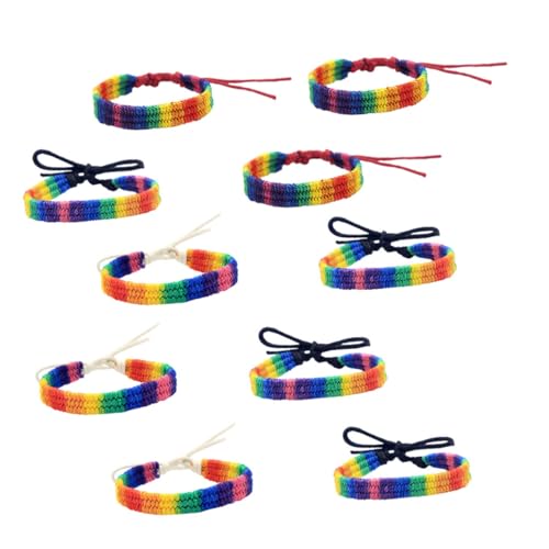 minkissy 10 Stück Teiliges Regenbogen Armband Handgefertigte Knüpfbare Freundschaftsarmbänder für Damen und Herren Langlebiges Modisches Design für Festivals und von minkissy