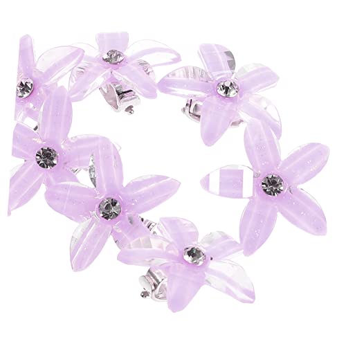 minkissy 10st Strass-haarspange Für Kinder Kleine Blumenhaarspangen Mädchen Haarklammer Blumen-haarfangclips Haarschmuck Für Mädchen Mini Perle Violett Strasssteine Kleinkind Krallen von minkissy