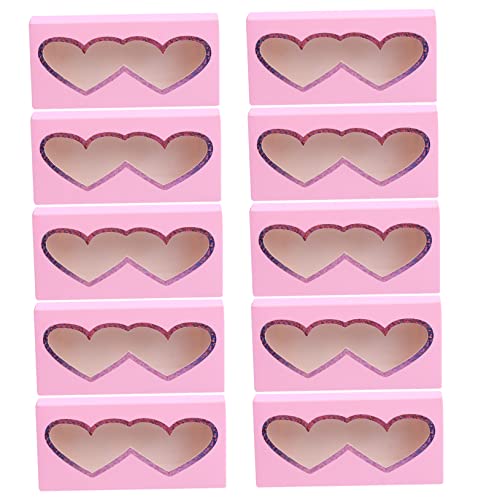 minkissy 10stücke Herzform Eyelash Boxen Leere Papier Wimpern Aufbewahrungsbox Für Falsche Wimpern Leicht Und Tragbar Transparentes Fenster Einfachen Sichtbarkeit Für Salon Und von minkissy